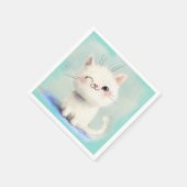 Cute White Kitten Servet (Hoek)