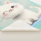 Cute White Kitten Sherpa Deken (3/4)