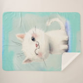 Cute White Kitten Sherpa Deken (Voorkant (horizontaal))