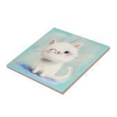 Cute White Kitten Tegeltje (Zijkant)