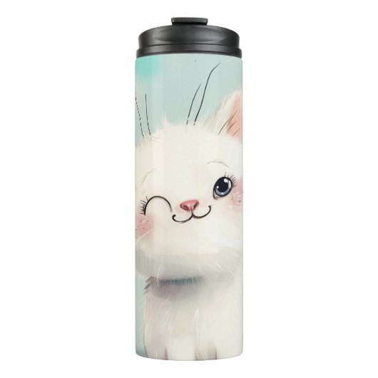 Cute White Kitten Thermosbeker (Voorkant)