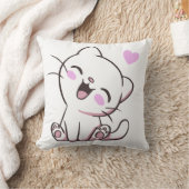 Cute White Kitten Throw Pillow Kussen (Deken)