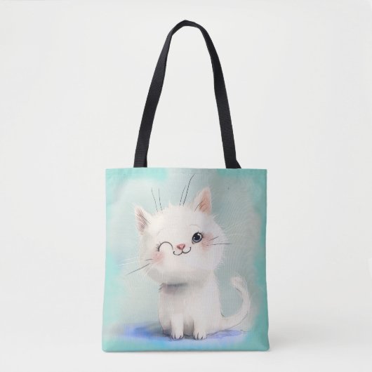 Cute White Kitten Tote Bag (Voorkant)