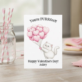 Cute White Kitten You're PURRfect Kids Valentines Notitiekaartje