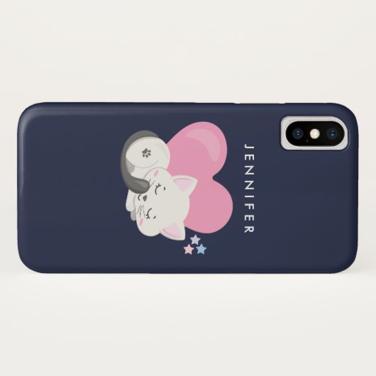 Cute White Kitty Cat Slaping Case-Mate iPhone Case (Achterkant (horizontaal))