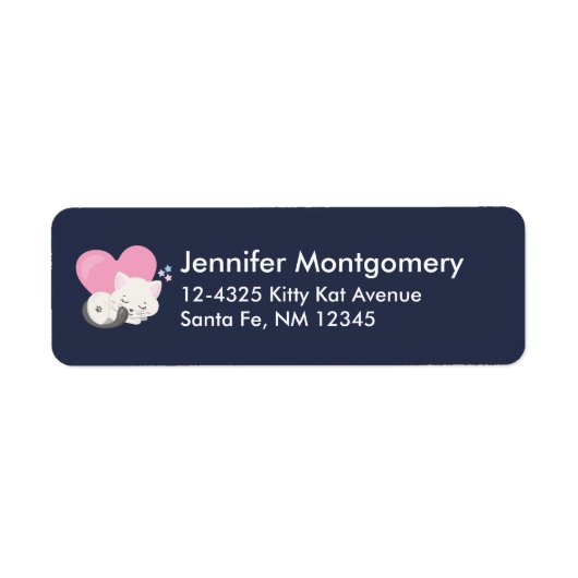 Cute White Kitty Cat Slaping Etiket (Voorkant)