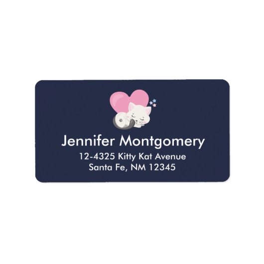 Cute White Kitty Cat Slaping Etiket (Voorkant)