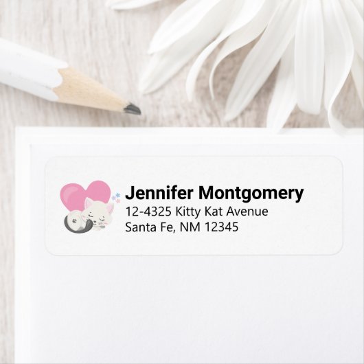 Cute White Kitty Cat Slaping Etiket (Insitu)