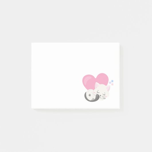 Cute White Kitty Cat Slaping Post-it® Notes (Voorkant)