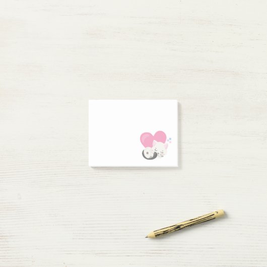 Cute White Kitty Cat Slaping Post-it® Notes (Op bureau)