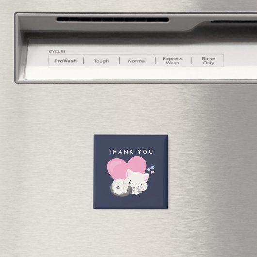 Cute White Kitty Cat Sleeping Dank je Magneet (Insitu (Vaatwasser))