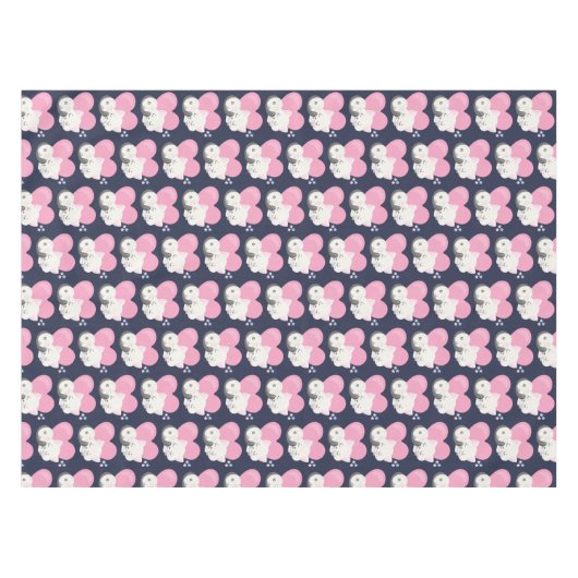 Cute White Kitty Cat Sleeping Patroon Tafelkleed (Voorkant (Horizontaal))