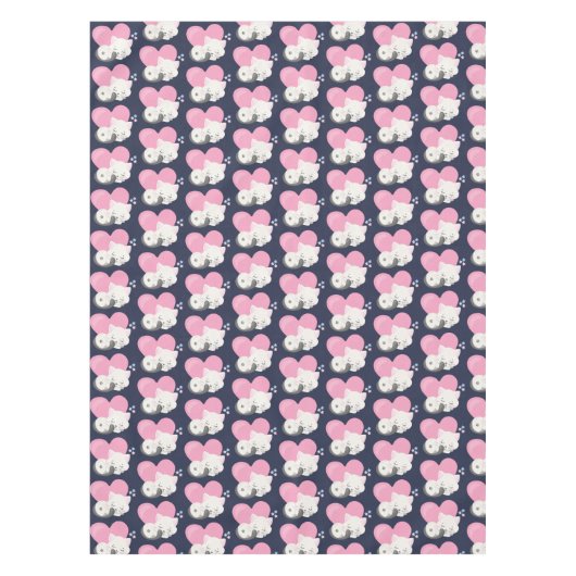 Cute White Kitty Cat Sleeping Patroon Tafelkleed (Voorkant)