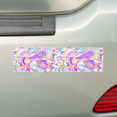 Cute white kleurful paisley design bumpersticker (Op auto)