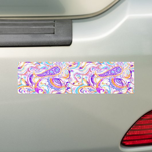 Cute white kleurful paisley design bumpersticker (Op auto)