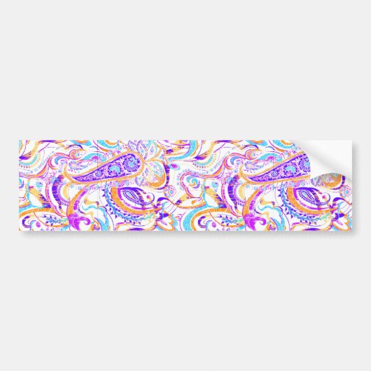 Cute white kleurful paisley design bumpersticker (Voorkant)