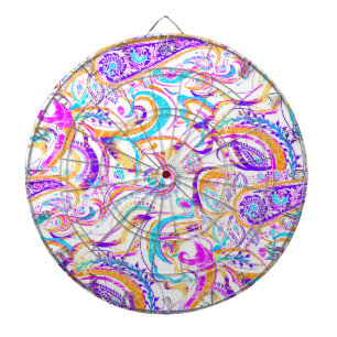 Cute white kleurful paisley design dartbord