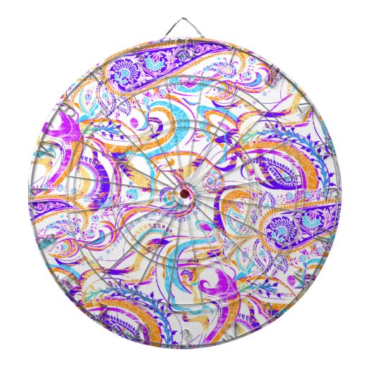Cute white kleurful paisley design dartbord (Voorkant)