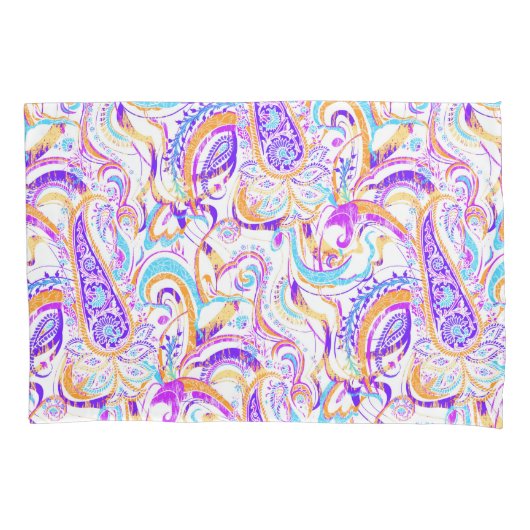 Cute white kleurful paisley design kussensloop (Voorkant-Links)