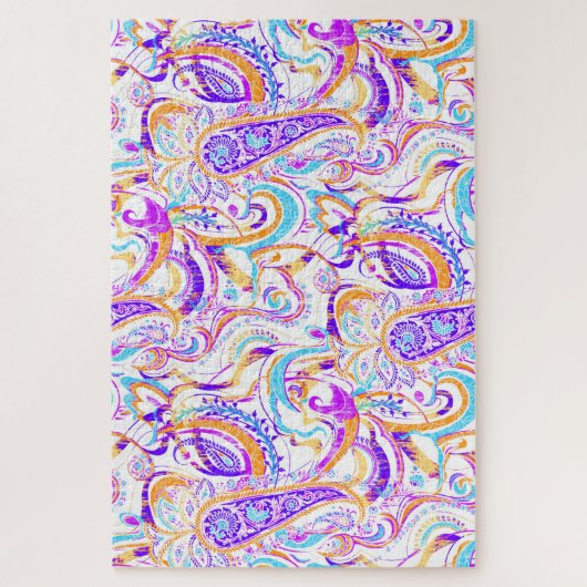 Cute white kleurful paisley design legpuzzel (Verticaal)