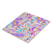 Cute white kleurful paisley design tegeltje (Zijkant)