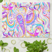 Cute white kleurful paisley design theedoek (Gevouwen)