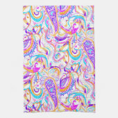 Cute white kleurful paisley design theedoek (Verticaal)