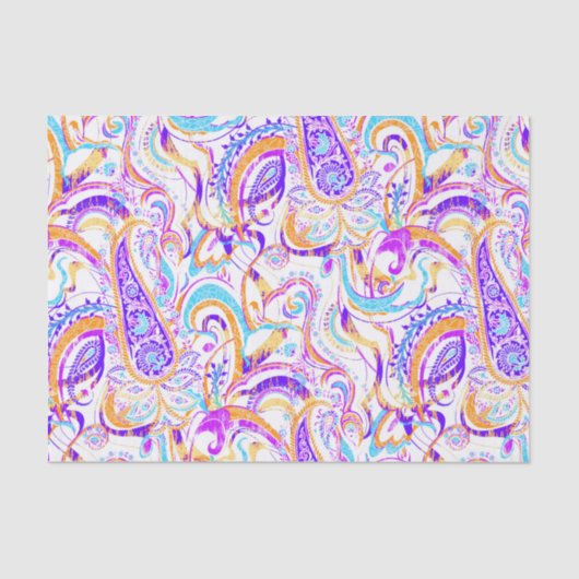 Cute white kleurful paisley design tissuepapier (Voorkant)