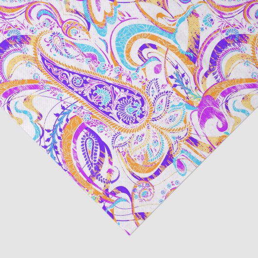 Cute white kleurful paisley design tissuepapier (Detail)
