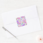 Cute white kleurful paisley design vierkante sticker (Envelop)