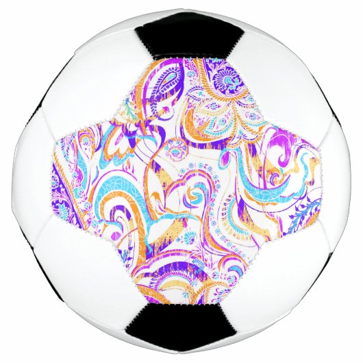 Cute white kleurful paisley design voetbal (Voorkant)