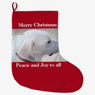 Cute White Labrador Mix Dog Profile Red Kerstmis Grote Kerstsok