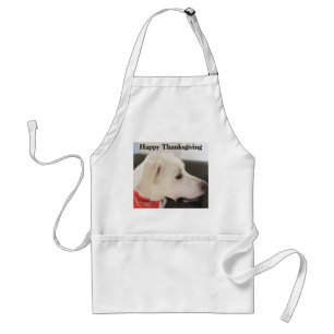 Cute White Labrador Mix Dog Thanksgiving Standaard Schort