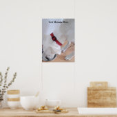 Cute White Labrador Mix Puppy Dog Drink water Poster (Keuken)