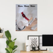 Cute White Labrador Mix Puppy Dog Drink water Poster (Thuiskantoor)