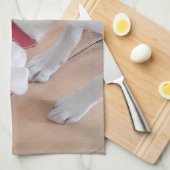 Cute White Labrador Mix Puppy Dog Drink water Theedoek (Quarter Fold)