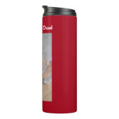 Cute White Labrador Mix Puppy Dog Drink water Thermosbeker (Geroteerd rechts)