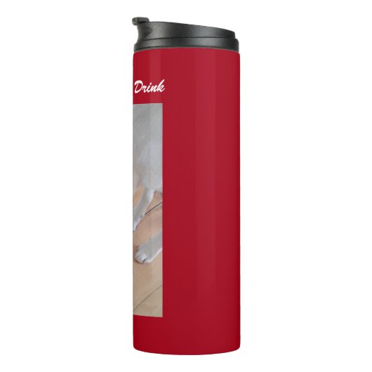 Cute White Labrador Mix Puppy Dog Drink water Thermosbeker (Geroteerd rechts)