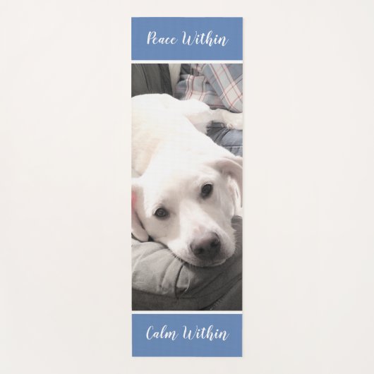 Cute White Labrador Retriever Mix Dog Blue Yogamat (Voorkant)