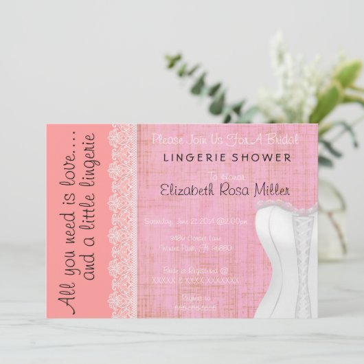 Cute White Lace Corset Lingerie Vrijgezellenfeest Kaart (Staand voorkant)