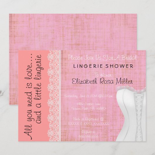 Cute White Lace Corset Lingerie Vrijgezellenfeest Kaart (Voorkant / Achterkant)