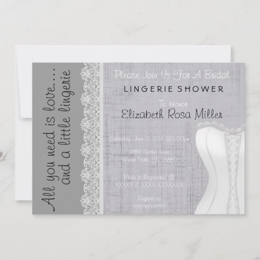 Cute White Lace Corset Lingerie Vrijgezellenfeest Kaart (Voorkant)