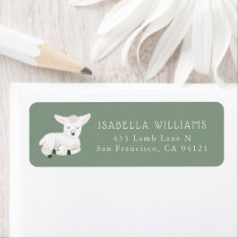 Cute White Lamb Return Address Etiket