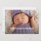 Cute White Lijst Foto geboorteaankondiging Aankondiging (Voorkant)