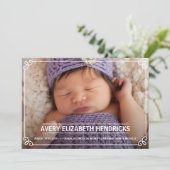 Cute White Lijst Foto geboorteaankondiging Aankondiging (Staand voorkant)