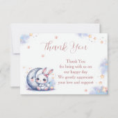 Cute white little bunny and a crescent silver moon bedankkaart (Voorkant)