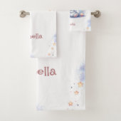 Cute white little bunny and the moon bad handdoek (Insitu)