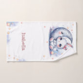 Cute white little bunny and the moon bad handdoek (Handdoek)