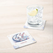 cute white little bunny and the moon kartonnen onderzetters (Insitu)