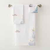 Cute white little bunny sitting on the moon bad handdoek (Insitu)